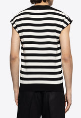 Dolce & Gabbana Cap-Sleeved Stripe T-shirt Monochrome GXX99T JBCG2-W1001