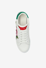 Dolce & Gabbana Portofino Floral Print Leather Sneakers White CK2318 A6H61-8B918