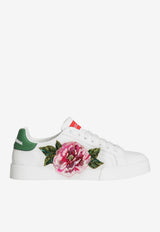 Dolce & Gabbana Portofino Floral Print Leather Sneakers White CK2318 A6H61-8B918