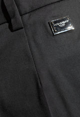 Dolce & Gabbana Logo Plaque Tailored Pants Gray GW13ET FUFNV-N3207