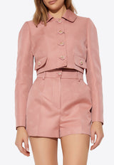 Dolce & Gabbana DG Logo Jacquard Cropped Jacket Pink F27DTT HJMQN-F0473