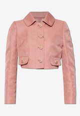 Dolce & Gabbana DG Logo Jacquard Cropped Jacket Pink F27DTT HJMQN-F0473
