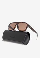 Dolce & Gabbana DG Logo Rectangular Sunglasses Brown 0DG4507 0-502 73