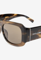 Dolce & Gabbana Rectangular Logo Sunglasses Brown 0DG4503 0-3200 3