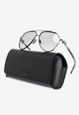 Dolce & Gabbana Logo Plaque Aviator Sunglasses Gray 0DG2315 0-04 1