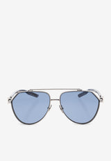 Dolce & Gabbana Logo Plaque Aviator Sunglasses Blue 0DG2315 0-04 80