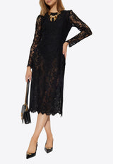 Dolce & Gabbana Floral Sheer Lace Midi Dress Black F6JSLT ILMBJ-N0000