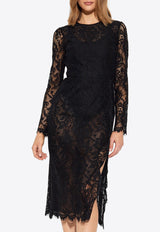 Dolce & Gabbana Floral Sheer Lace Midi Dress Black F6JSLT ILMBJ-N0000