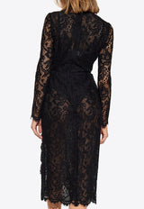 Dolce & Gabbana Floral Sheer Lace Midi Dress Black F6JSLT ILMBJ-N0000