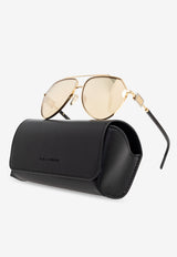 Dolce & Gabbana Logo Plaque Aviator Sunglasses Gold 0DG2315 0-K02 03