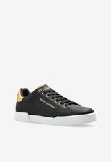 Dolce & Gabbana Portofino Leather Low-Top Sneakers Black CK2329 AN298-8E831