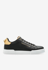 Dolce & Gabbana Portofino Leather Low-Top Sneakers Black CK2329 AN298-8E831