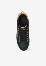 Dolce & Gabbana Portofino Leather Low-Top Sneakers Black CK2329 AN298-8E831