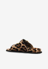 Dolce & Gabbana Leopard Print Velvet Slides Brown CQ0632 A6L97-HY13M