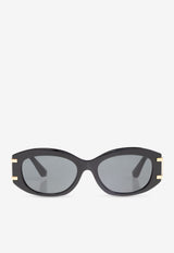 Dolce & Gabbana DG Logo Oval Sunglasses Gray 0DG4502 0-501 87