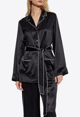 Dolce & Gabbana Belted Silk Shirt Black F5N53T FU1AU-N0000