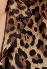 Dolce & Gabbana Leopard Print Silk Long-Sleeved Shirt Brown F5I89T FSAXY-HY13M