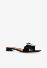 Dolce & Gabbana Jewel Buckle Velvet Flat Sandals Black CR1783 A9S20-80999