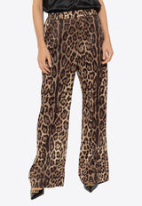 Dolce & Gabbana Leopard Print Wide-Leg Pants Brown FTAMPT FSAXY-HY13M