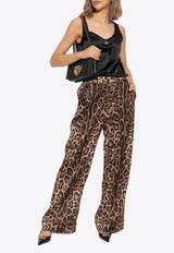 Dolce & Gabbana Leopard Print Wide-Leg Pants Brown FTAMPT FSAXY-HY13M