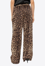 Dolce & Gabbana Leopard Print Wide-Leg Pants Brown FTAMPT FSAXY-HY13M