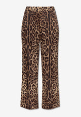 Dolce & Gabbana Leopard Print Wide-Leg Pants Brown FTAMPT FSAXY-HY13M