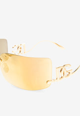 Dolce & Gabbana DG Logo Rectangular Sunglasses Gold 0DG2319 0-02 5A