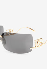 Dolce & Gabbana DG Logo Rectangular Sunglasses Gray 0DG2319 0-02 87