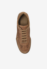 Dolce & Gabbana Portofino Yacht Perforated Suede Sneakers Brown A20189 A6688-8C093