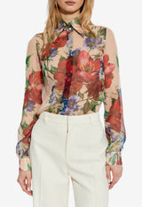 Dolce & Gabbana Floral Chiffon Long-Sleeved Shirt Multicolor F5R64T IS1Y7-H25PR