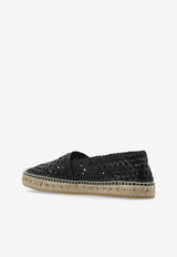 Dolce & Gabbana Logo Plaque Woven Leather Espadrilles Black A50665 A9T56-80999