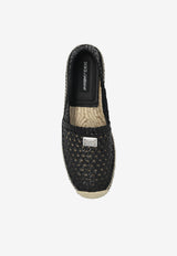 Dolce & Gabbana Logo Plaque Woven Leather Espadrilles Black A50665 A9T56-80999