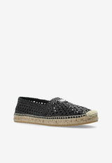 Dolce & Gabbana Logo Plaque Woven Leather Espadrilles Black A50665 A9T56-80999