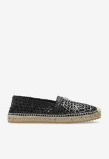 Dolce & Gabbana Logo Plaque Woven Leather Espadrilles Black A50665 A9T56-80999