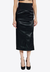 Dolce & Gabbana High-Rise Satin Midi Skirt Black F4CI1T FURAD-N0000