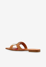Roger Vivier Viv' By The Sea Leather Slides Brown RVW74738070D90 0-S002