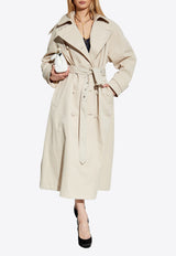 Dolce & Gabbana Double-Breasted Long Trench Coat Cream F0W3ST HUMVM-M0299