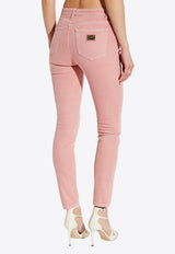 Dolce & Gabbana Logo Plaque Skinny Jeans Pink FTC67D G8MT4-S9001