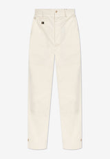 Dolce & Gabbana Logo Plaque Chino Pants Cream GP0RST FUFL3-W0802