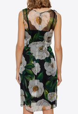 Dolce & Gabbana Gardenia Print Silk Chiffon Dress Multicolor F6TLBT IS1XD-HN5JB