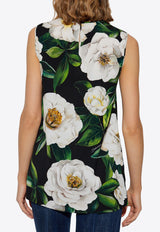 Dolce & Gabbana Gardenia Print Silk Top Multicolor F7AO3T FSA7F-HN5JB