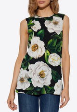 Dolce & Gabbana Gardenia Print Silk Top Multicolor F7AO3T FSA7F-HN5JB