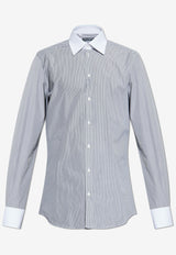 Dolce & Gabbana Long-Sleeved Stripe Shirt Blue G5MZ1Z FR5YG-S8051