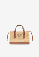 Roger Vivier Viv' Skate Raffia Tote Bag Beige RBWAOKA2201S1F 0-1L54