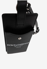 Dolce & Gabbana Logo Print Leather Phone Holder Black BP3345 A6E48-80999