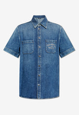 Dolce & Gabbana Short-Sleeved Denim Shirt Blue G5MQ8Z G8MK5-S9001