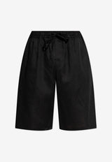 Dolce & Gabbana Embroidered DG Linen Shorts Black GV37AZ FU4IK-N0000