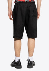 Dolce & Gabbana Embroidered DG Linen Shorts Black GV37AZ FU4IK-N0000