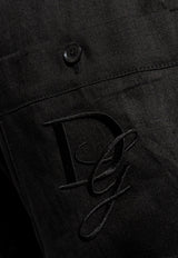 Dolce & Gabbana Embroidered DG Linen Shorts Black GV37AZ FU4IK-N0000