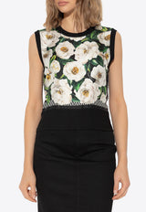 Dolce & Gabbana Sleeveless Floral Silk Top Black FXT43T JBSK9-HD5JB